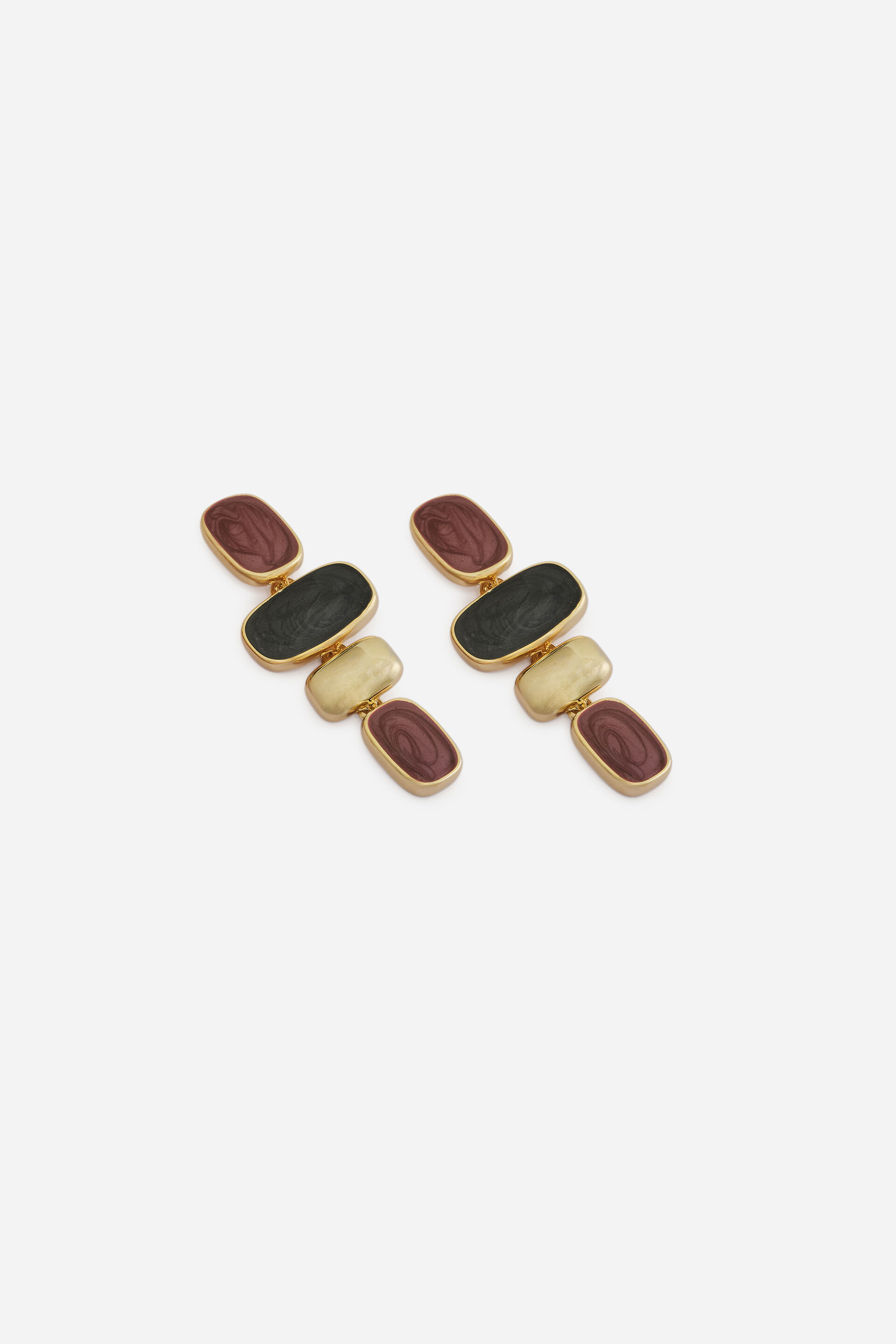 Red Multi Stone Layered Earrings, , image 2